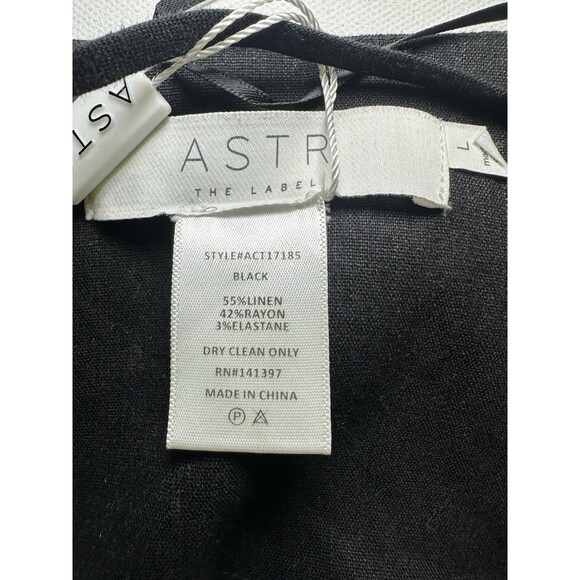 ASTR The Label Black Linen Blend Crop Halter Strappy Ties Women's LARGE NWT - Picture 9 of 11